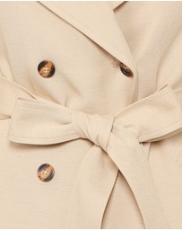 Petal & Pup - Angelique Linen Trench Coat - Oat Linen