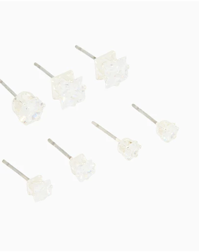 Lovisa - Silver Multi-Shape Cubic Zirconia Stud Earrings 6-Pack