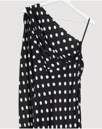 Revibe - Repaired BY JOHNNY. Dove Drape Polka Ankle Dress - AU 6