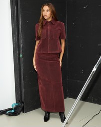 Dazie - Bailey Faux Suede Midi Skirt