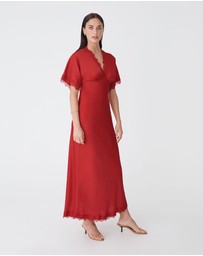 Forcast - Cleo Lace Trim Satin Dress