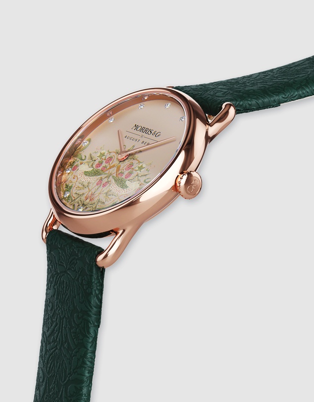 August Berg - Morris & Co 26mm Fennel Strawberry Thief Watch