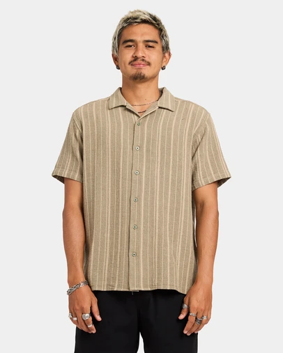 RVCA - Mens Vacancy Stripe Short Sleeve Shirt