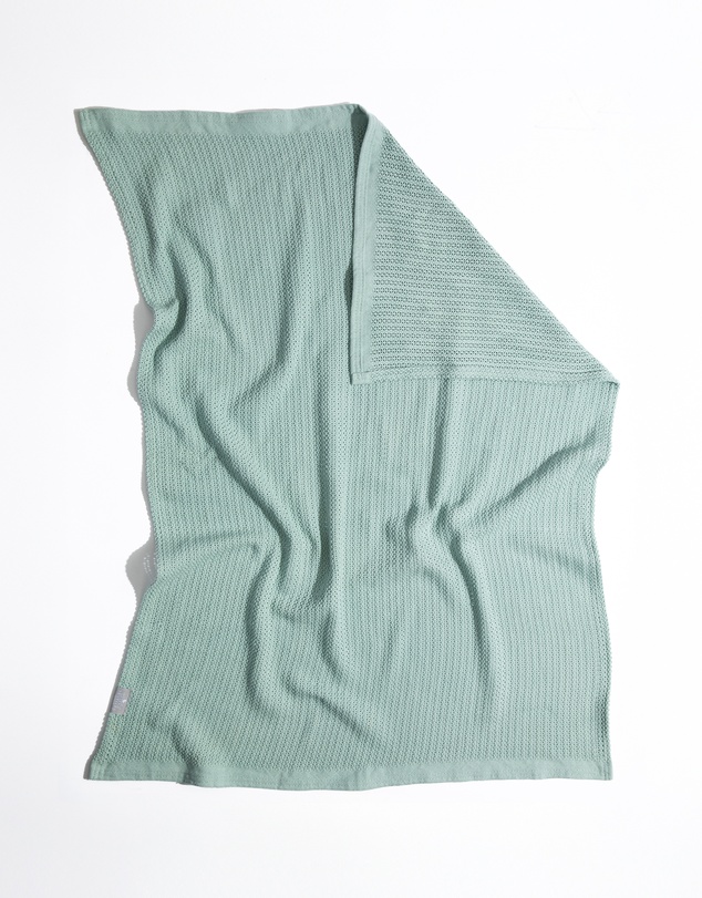 Living Textiles - Cotton Cellular Blanket - Sage