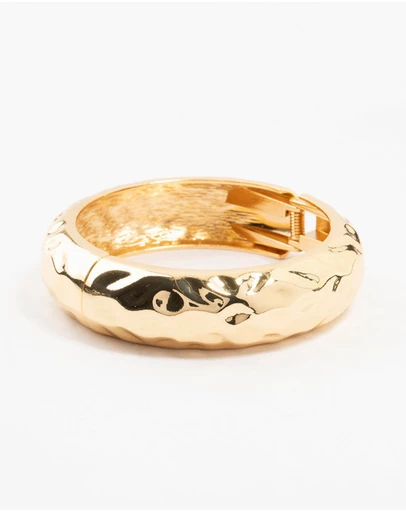 Lovisa - Gold Plated Hammered Wide Bangle