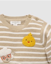 Purebaby - Stripe Bunny Friends Knit Jumper -Kids-Babies
