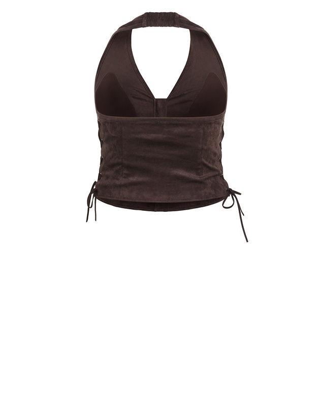 City Chic - Harlow Sueded Halter Zip Top