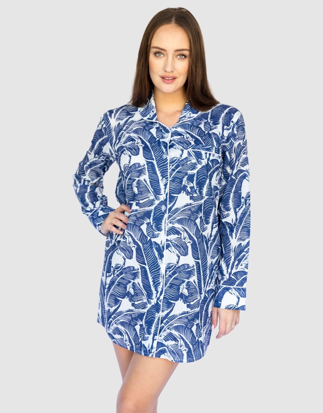 Sant And Abel - Women's Martinique® Blue Banana Leaf Night Shirt