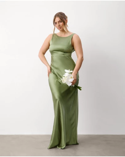 Six Stories - Cowl Back Satin Bridesmaid Dress