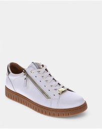 Mia Vita - Luna Zip Casual Sneaker - White/Tan