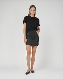 DRICOPER DENIM - Coated Denim Black Skirt