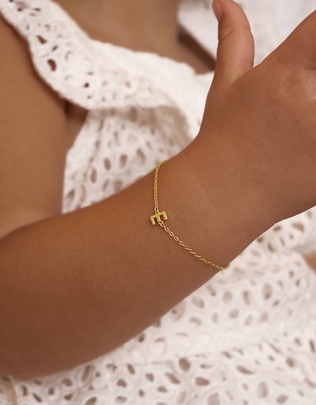 The Silver Collective - Children's A-Z Letter Bracelet - K