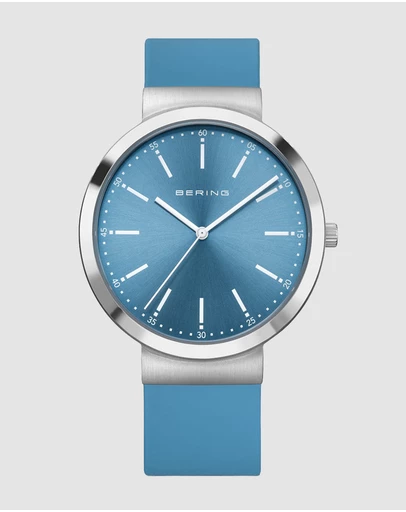 Bering - Bering Gents 41mm Acrtic Blue Dial Arctic Blue Silicon Strap Watch