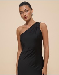 CHANCERY - Hallie Satin One Shoulder Drape Maxi Dress