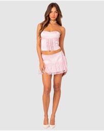 EDIKTED - Lex Satin & Lace Ruffle Mini Skirt