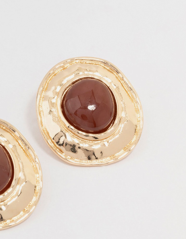 Lovisa - Gold Molten Circle Disc Stud Earrings