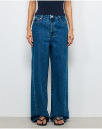 AERE - High Rise Seam Detail Wide Leg Jeans