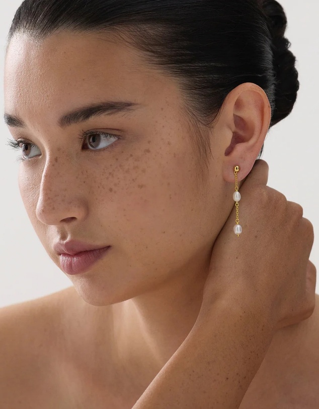 Najo - Tidal Whisper Yellow Gold Double Pearl Earring