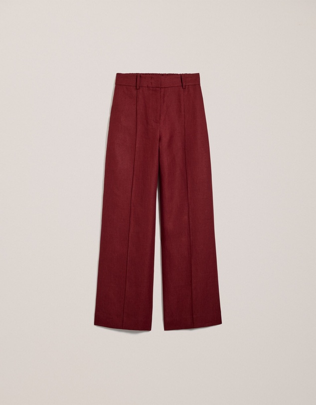 Trenery - Linen Twill Pintucked Wide Leg Pant in Russet