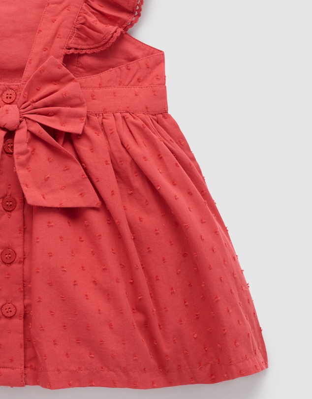 Purebaby - Red Embroidered Dress -Kids-Babies