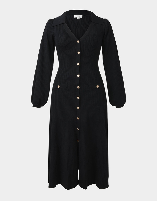 Forcast - Lara Collar Midi Knit Dress