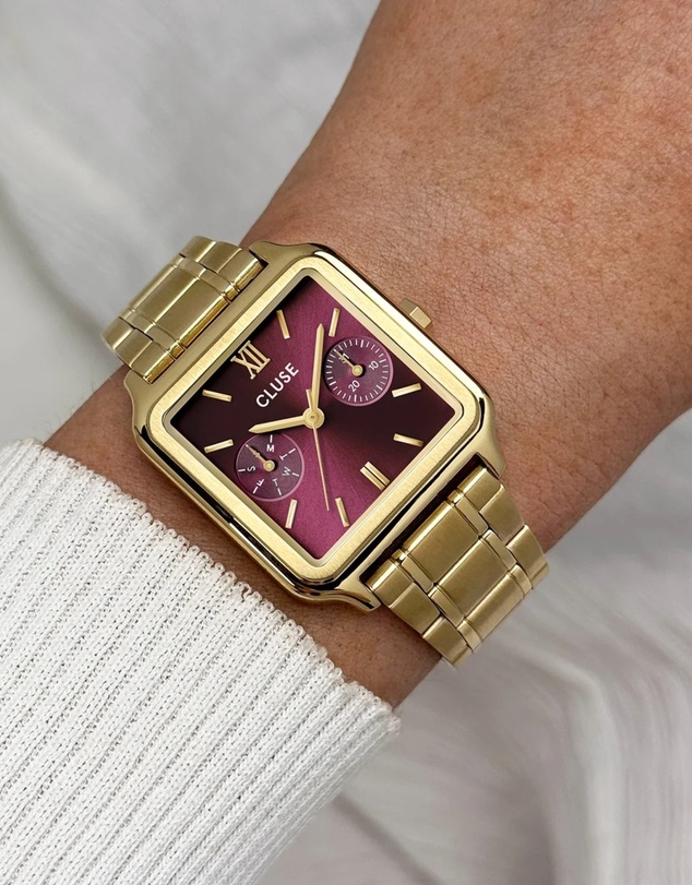 Cluse - CLUSE Gracieuse Multifunction, Steel, Dark Cherry, Gold Colour