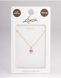 Lovisa - Gold Sterling Plated Puff Heart Pendant Necklace