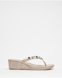 Holster - Neptune Jewelled Y-Strap Wedge - Champagne