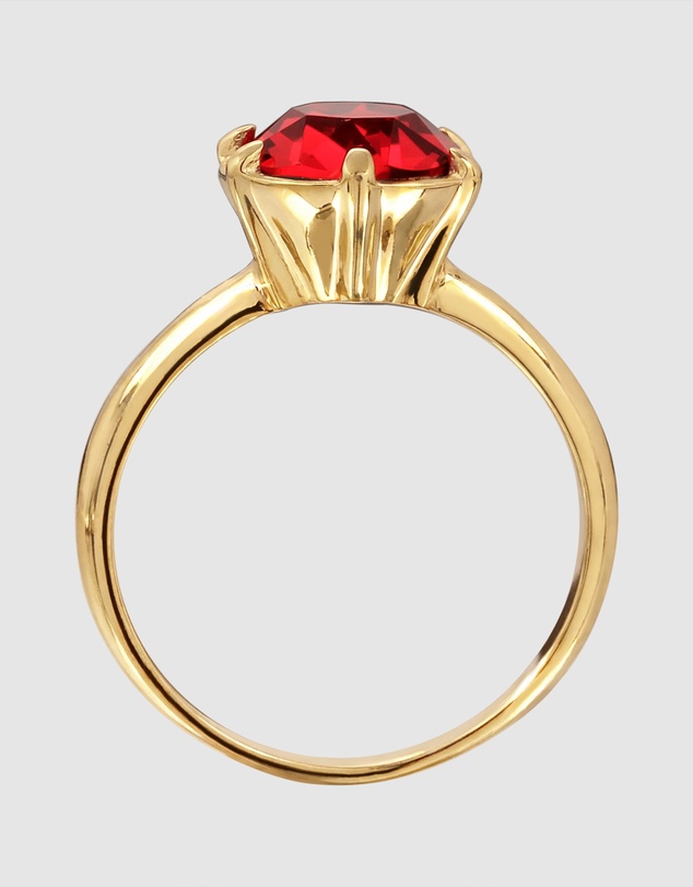 Elli Jewelry - Red Crystal Ring in Gold-Plated 925 Silver