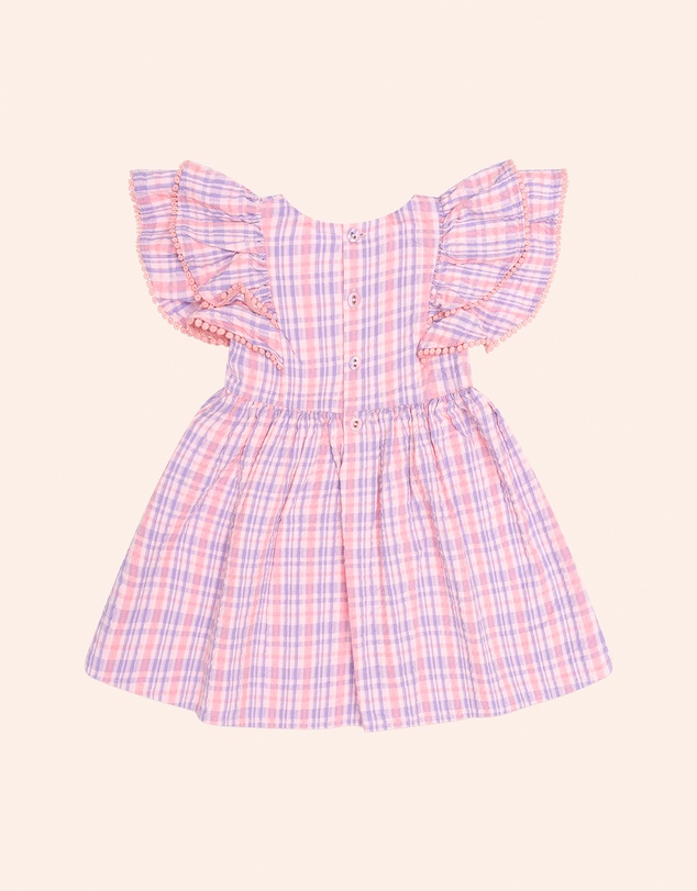 Huxbaby - Floral Emb Tropical Check Dress