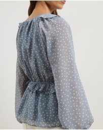 Atmos&Here - Piper V-Neck Ruffle Blouse