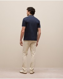 Trenery - Mercerised Cotton Tipped Polo in Navy