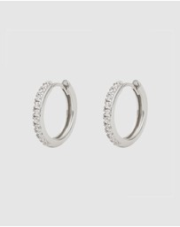 Wanderlust + Co - Classic Pave Silver 10mm Huggie Earrings