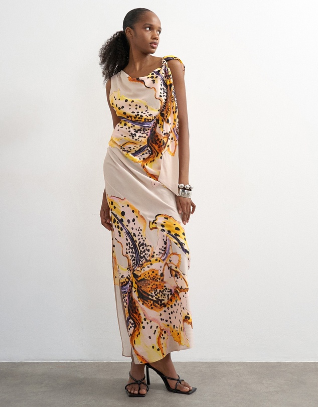 TOPSHOP - Vana Tie Neck Maxi Dress