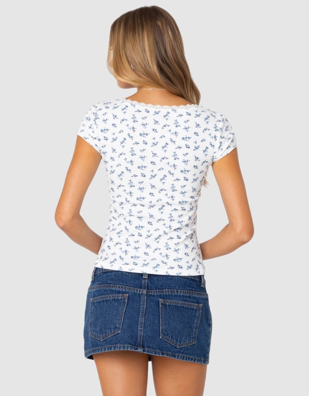 EDIKTED - Orly Floral Ribbed Top