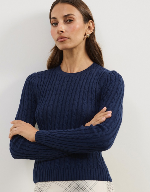 Atmos&Here - Tessa Crewneck Cable Knit Sweater