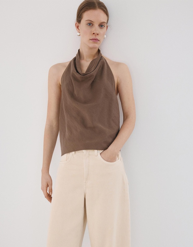 M.N.G - Lyocell Top with Draped Neck