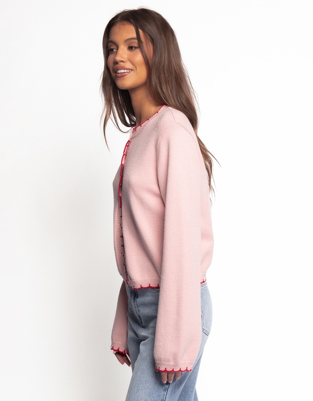 Petal & Pup - Payton Scallop Cardigan - Pink Red