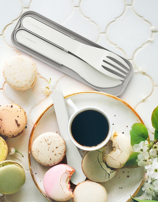 Monbento - Monbento Mb Pocket Plastic Cutlery Set - Colour Natural