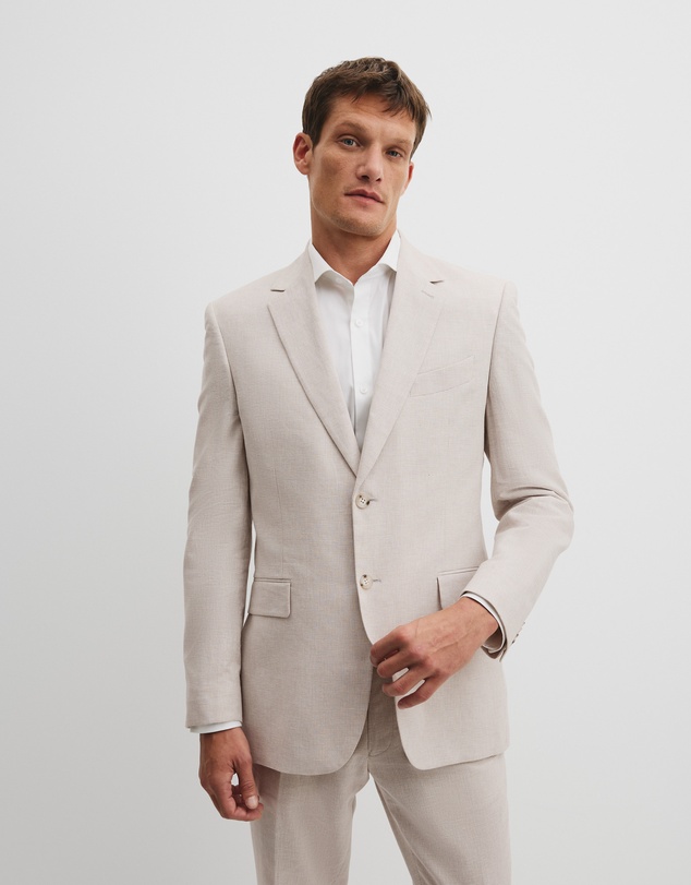 Country Road - Regular Fit Linen Cotton Puppytooth Jacket