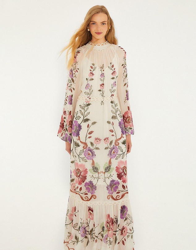 Farm Rio - Rococo Flowers Cream Maxi Dress