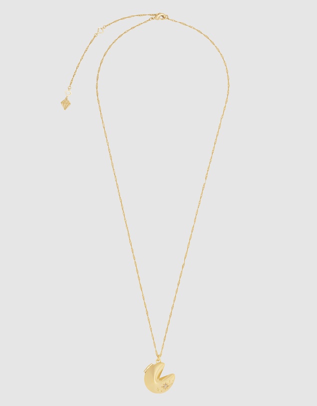 Wanderlust + Co - Fortune Cookie Gold Locket Necklace
