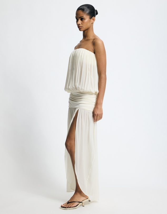 Lover - Liora Jersey And Georgette Strapless Maxi Dress