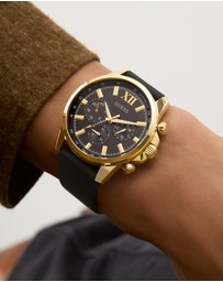 GUESS - Guess Men's Black Gold Tone 44mm Multi-function Watch