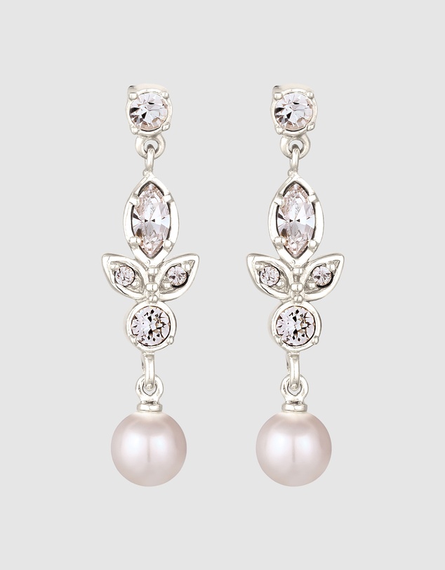 Elli Jewelry - Crystal Blossom Drop Earrings in 925 Silver