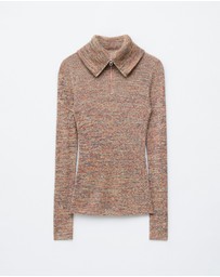 & Other Stories - Melange Knit Half-Zip Top
