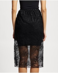 Lindsay Nicholas New York - Sheer Black Lace Skirt with Black Underskirt