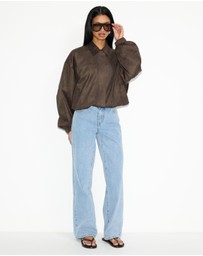 Dazie - Hailey Faux Suede Bomber Jacket