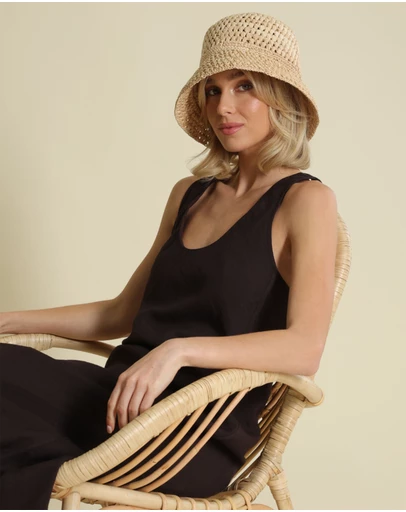Morgan & Taylor - Coralia Crochet Bucket Hat in Natural