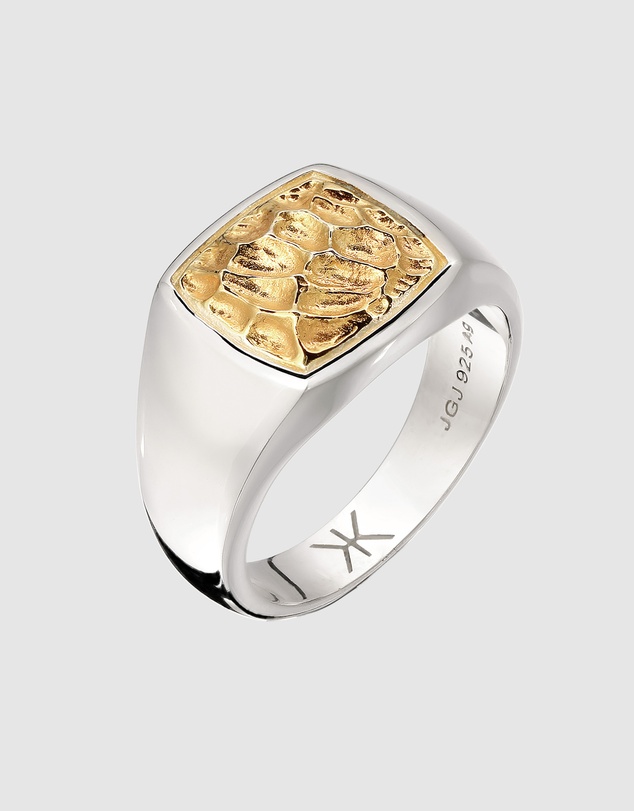 Kuzzoi - ICONIC EXCLUSIVE - Bi-Color Signet Ring in 925 Sterling Silver
